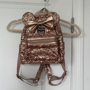 Disney Loungefly Rose Gold Sequin Backpack